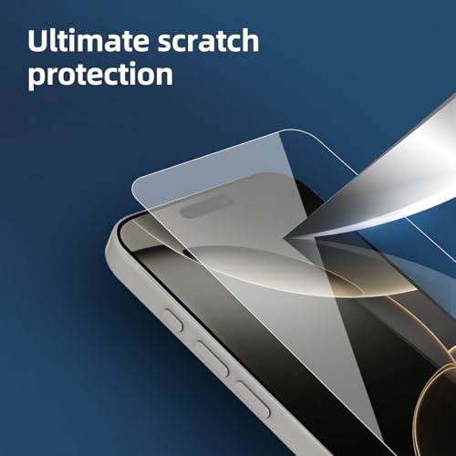 NEW'C 3 Pack Designed for iPhone 16, iPhone 15, iPhone 15 Pro (6.1 inches) Screen Protector Tempered Glass,Case Friendly Ultra Resistant