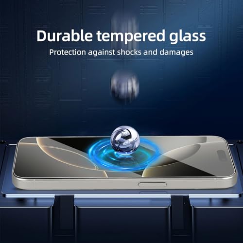 NEW'C 3 Pack Designed for iPhone 16, iPhone 15, iPhone 15 Pro (6.1 inches) Screen Protector Tempered Glass,Case Friendly Ultra Resistant