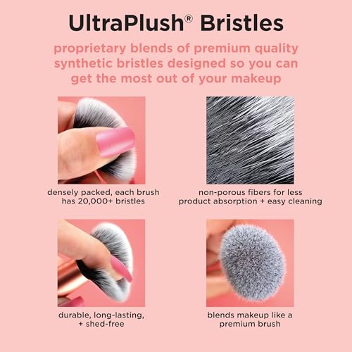 Real Techniques Brightening Concealer Makeup Brush + Eye Cream, Pink