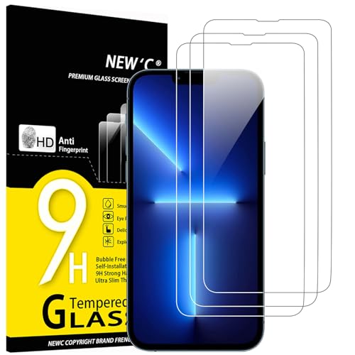 NEW'C 3 Pack Designed for iPhone 16, iPhone 15, iPhone 15 Pro (6.1 inches) Screen Protector Tempered Glass,Case Friendly Ultra Resistant