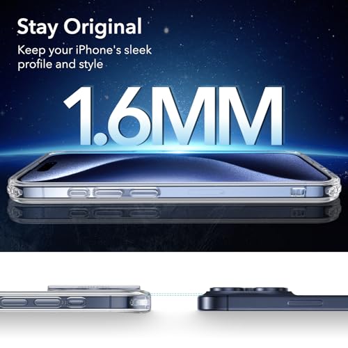 ESR for iPhone 16 Pro Max Case, Compatible with MagSafe, Shockproof Military-Grade Protection, Magnetic Phone Case for iPhone 16 Pro Max, Classic Hybrid Case (HaloLock), Clear