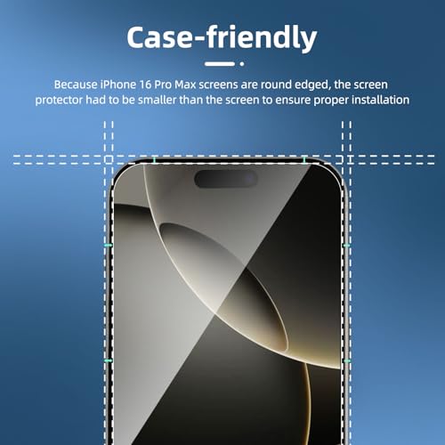NEW'C 3 Pack Designed for iPhone 16, iPhone 15, iPhone 15 Pro (6.1 inches) Screen Protector Tempered Glass,Case Friendly Ultra Resistant