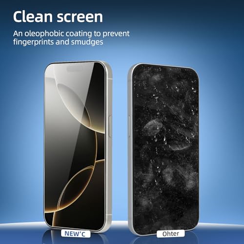 NEW'C 3 Pack Designed for iPhone 16, iPhone 15, iPhone 15 Pro (6.1 inches) Screen Protector Tempered Glass,Case Friendly Ultra Resistant
