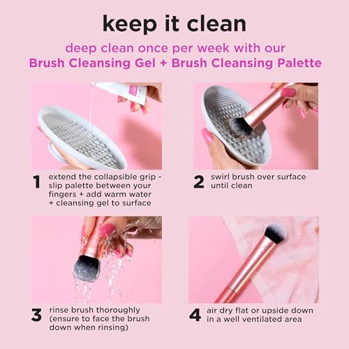 Real Techniques Brightening Concealer Makeup Brush + Eye Cream, Pink