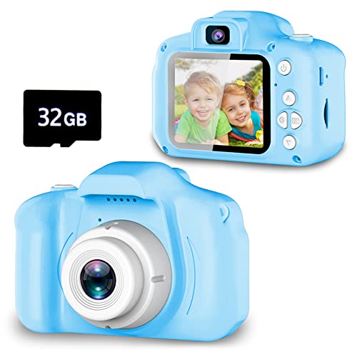 Seckton Upgrade Kids Selfie Camera, Christmas Birthday Gifts for Boys Age 3-9, HD Digital Video Cameras for Toddler, Portable Toy for 3 4 5 6 7 8 Year Old Boy with 32GB SD Card-Navy Blue