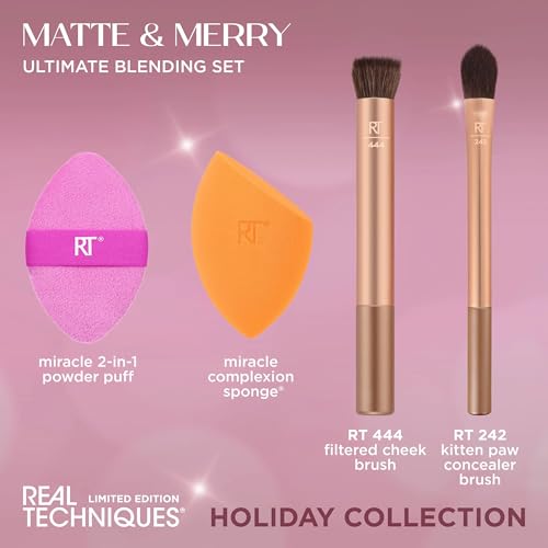 Real Techniques Brightening Concealer Makeup Brush + Eye Cream, Pink