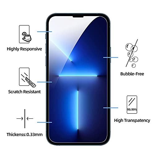 NEW'C 3 Pack Designed for iPhone 16, iPhone 15, iPhone 15 Pro (6.1 inches) Screen Protector Tempered Glass,Case Friendly Ultra Resistant
