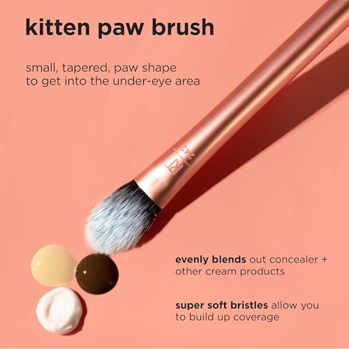 Real Techniques Brightening Concealer Makeup Brush + Eye Cream, Pink