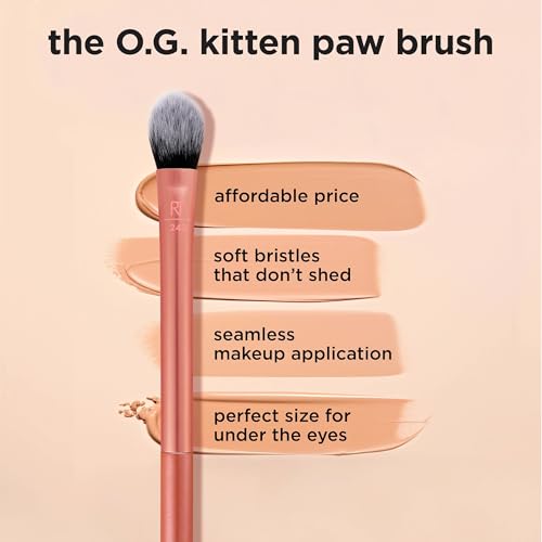 Real Techniques Brightening Concealer Makeup Brush + Eye Cream, Pink