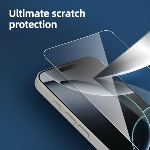 NEW'C 3 Pack Designed for iPhone 16, iPhone 15, iPhone 15 Pro (6.1 inches) Screen Protector Tempered Glass,Case Friendly Ultra Resistant