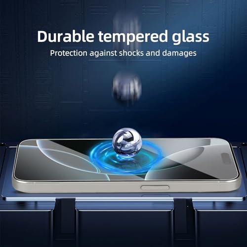 NEW'C 3 Pack Designed for iPhone 16, iPhone 15, iPhone 15 Pro (6.1 inches) Screen Protector Tempered Glass,Case Friendly Ultra Resistant