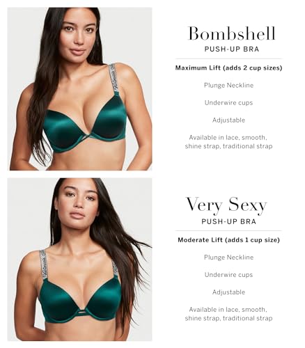 Victoria's Secret Women's Very Sexy Bombshell Adds-2-Cups Push Up Double Shine Strap Bra, Bras for Women (32A-38DDD)