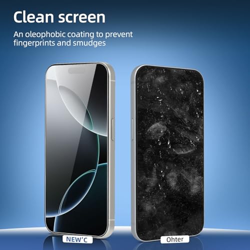 NEW'C 3 Pack Designed for iPhone 16, iPhone 15, iPhone 15 Pro (6.1 inches) Screen Protector Tempered Glass,Case Friendly Ultra Resistant