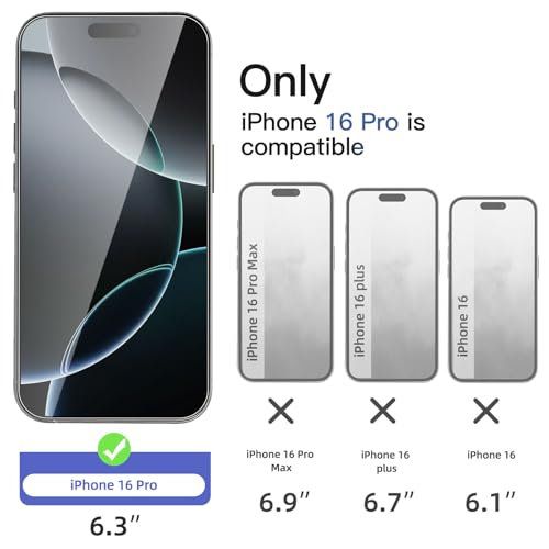 NEW'C 3 Pack Designed for iPhone 16, iPhone 15, iPhone 15 Pro (6.1 inches) Screen Protector Tempered Glass,Case Friendly Ultra Resistant