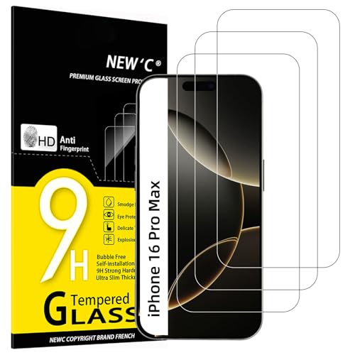 NEW'C 3 Pack Designed for iPhone 16, iPhone 15, iPhone 15 Pro (6.1 inches) Screen Protector Tempered Glass,Case Friendly Ultra Resistant