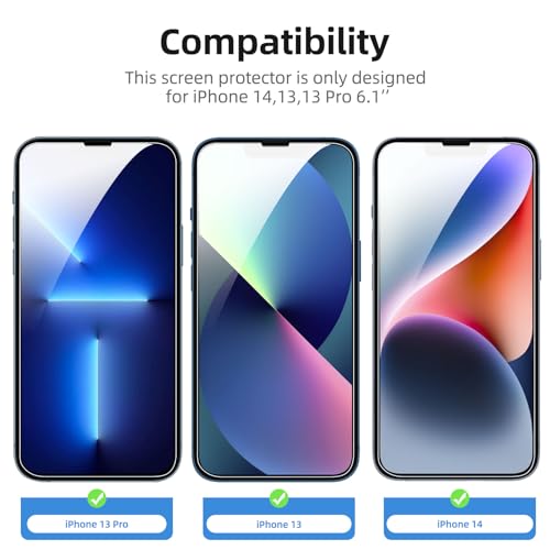 NEW'C 3 Pack Designed for iPhone 16, iPhone 15, iPhone 15 Pro (6.1 inches) Screen Protector Tempered Glass,Case Friendly Ultra Resistant