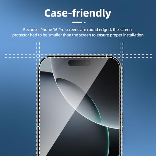 NEW'C 3 Pack Designed for iPhone 16, iPhone 15, iPhone 15 Pro (6.1 inches) Screen Protector Tempered Glass,Case Friendly Ultra Resistant