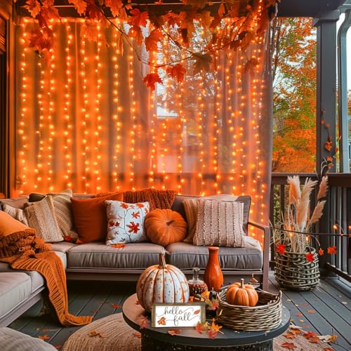 JMEXSUSS 300 LED Remote Control Christmas Curtain Lights, Plug in Fairy Curtain Lights Outdoor, Window Wall Hanging Curtain String Lights for Bedroom Backdrop Wedding Party Indoor Decor, Warm White