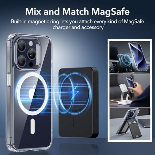 ESR for iPhone 16 Pro Max Case, Compatible with MagSafe, Shockproof Military-Grade Protection, Magnetic Phone Case for iPhone 16 Pro Max, Classic Hybrid Case (HaloLock), Clear