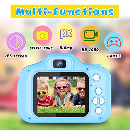 Seckton Upgrade Kids Selfie Camera, Christmas Birthday Gifts for Boys Age 3-9, HD Digital Video Cameras for Toddler, Portable Toy for 3 4 5 6 7 8 Year Old Boy with 32GB SD Card-Navy Blue