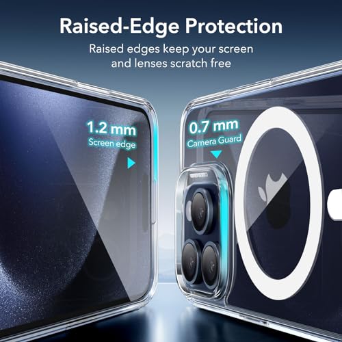ESR for iPhone 16 Pro Max Case, Compatible with MagSafe, Shockproof Military-Grade Protection, Magnetic Phone Case for iPhone 16 Pro Max, Classic Hybrid Case (HaloLock), Clear