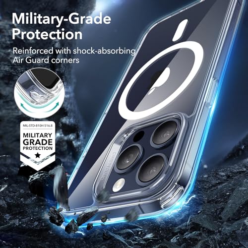 ESR for iPhone 16 Pro Max Case, Compatible with MagSafe, Shockproof Military-Grade Protection, Magnetic Phone Case for iPhone 16 Pro Max, Classic Hybrid Case (HaloLock), Clear