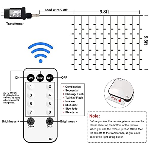 JMEXSUSS 300 LED Remote Control Christmas Curtain Lights, Plug in Fairy Curtain Lights Outdoor, Window Wall Hanging Curtain String Lights for Bedroom Backdrop Wedding Party Indoor Decor, Warm White