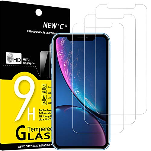 NEW'C 3 Pack Designed for iPhone 16, iPhone 15, iPhone 15 Pro (6.1 inches) Screen Protector Tempered Glass,Case Friendly Ultra Resistant