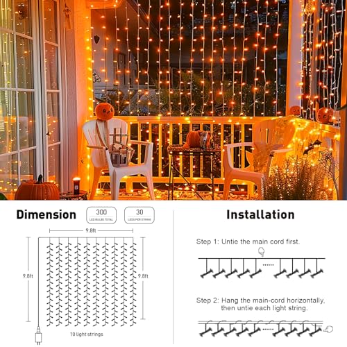 JMEXSUSS 300 LED Remote Control Christmas Curtain Lights, Plug in Fairy Curtain Lights Outdoor, Window Wall Hanging Curtain String Lights for Bedroom Backdrop Wedding Party Indoor Decor, Warm White