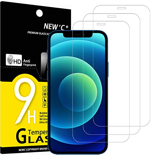 NEW'C 3 Pack Designed for iPhone 16, iPhone 15, iPhone 15 Pro (6.1 inches) Screen Protector Tempered Glass,Case Friendly Ultra Resistant