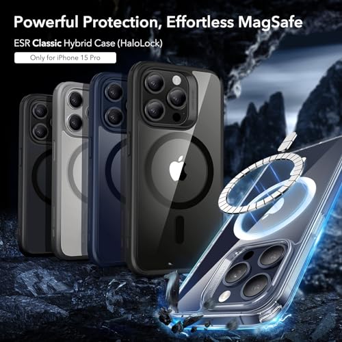 ESR for iPhone 16 Pro Max Case, Compatible with MagSafe, Shockproof Military-Grade Protection, Magnetic Phone Case for iPhone 16 Pro Max, Classic Hybrid Case (HaloLock), Clear