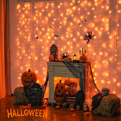 JMEXSUSS 300 LED Remote Control Christmas Curtain Lights, Plug in Fairy Curtain Lights Outdoor, Window Wall Hanging Curtain String Lights for Bedroom Backdrop Wedding Party Indoor Decor, Warm White