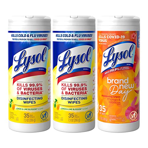 Lysol Disinfectant Wipes, Multi-Surface Antibacterial Cleaning Wipes, For Disinfecting and Cleaning, Lemon and Lime Blossom, 80 Count (Pack of 3)