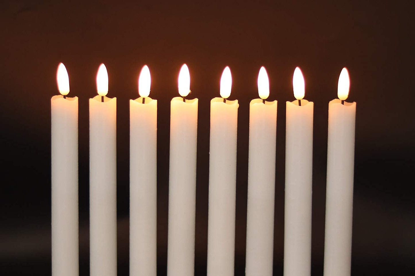 GenSwin Flameless Ivory Taper Candles Flickering with 10-Key Remote, Battery Operated Led Warm 3D Wick Light Window Candles Real Wax Pack of 6, Christmas Home Wedding Decor(0.78 X 9.64 Inch)