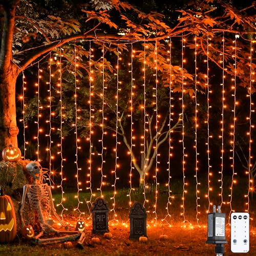JMEXSUSS 300 LED Remote Control Christmas Curtain Lights, Plug in Fairy Curtain Lights Outdoor, Window Wall Hanging Curtain String Lights for Bedroom Backdrop Wedding Party Indoor Decor, Warm White