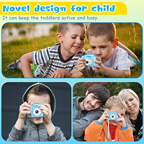 Seckton Upgrade Kids Selfie Camera, Christmas Birthday Gifts for Boys Age 3-9, HD Digital Video Cameras for Toddler, Portable Toy for 3 4 5 6 7 8 Year Old Boy with 32GB SD Card-Navy Blue