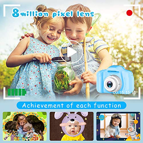 Seckton Upgrade Kids Selfie Camera, Christmas Birthday Gifts for Boys Age 3-9, HD Digital Video Cameras for Toddler, Portable Toy for 3 4 5 6 7 8 Year Old Boy with 32GB SD Card-Navy Blue