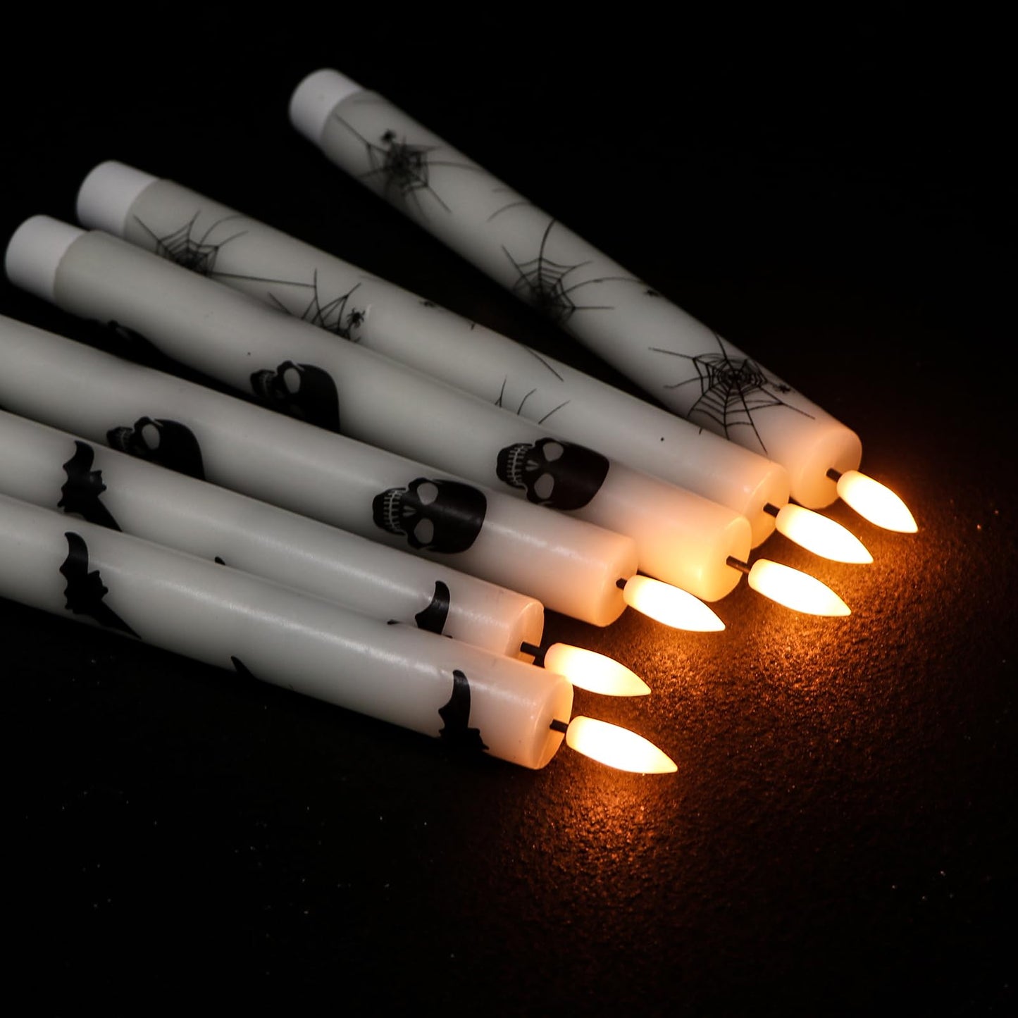GenSwin Flameless Ivory Taper Candles Flickering with 10-Key Remote, Battery Operated Led Warm 3D Wick Light Window Candles Real Wax Pack of 6, Christmas Home Wedding Decor(0.78 X 9.64 Inch)