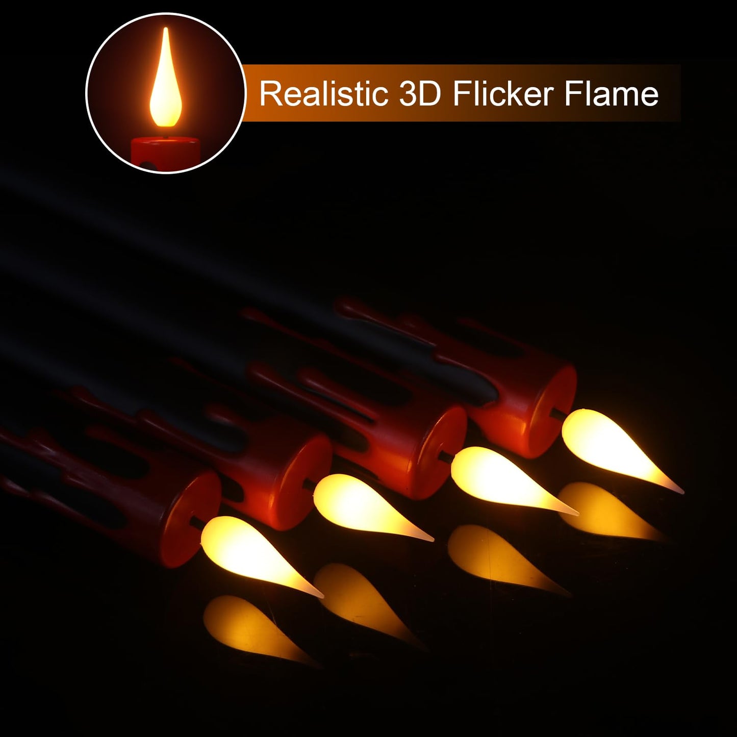 GenSwin Flameless Ivory Taper Candles Flickering with 10-Key Remote, Battery Operated Led Warm 3D Wick Light Window Candles Real Wax Pack of 6, Christmas Home Wedding Decor(0.78 X 9.64 Inch)