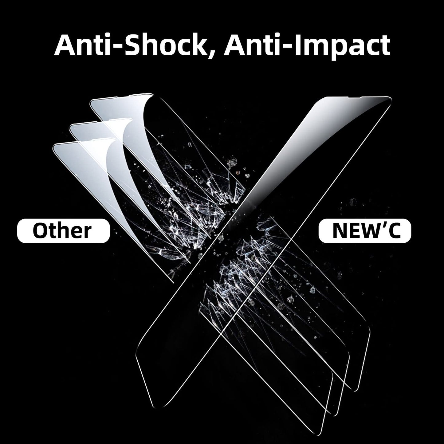 NEW'C 3 Pack Designed for iPhone 16, iPhone 15, iPhone 15 Pro (6.1 inches) Screen Protector Tempered Glass,Case Friendly Ultra Resistant