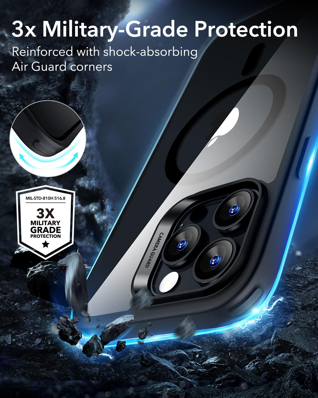 ESR for iPhone 16 Pro Max Case, Compatible with MagSafe, Shockproof Military-Grade Protection, Magnetic Phone Case for iPhone 16 Pro Max, Classic Hybrid Case (HaloLock), Clear
