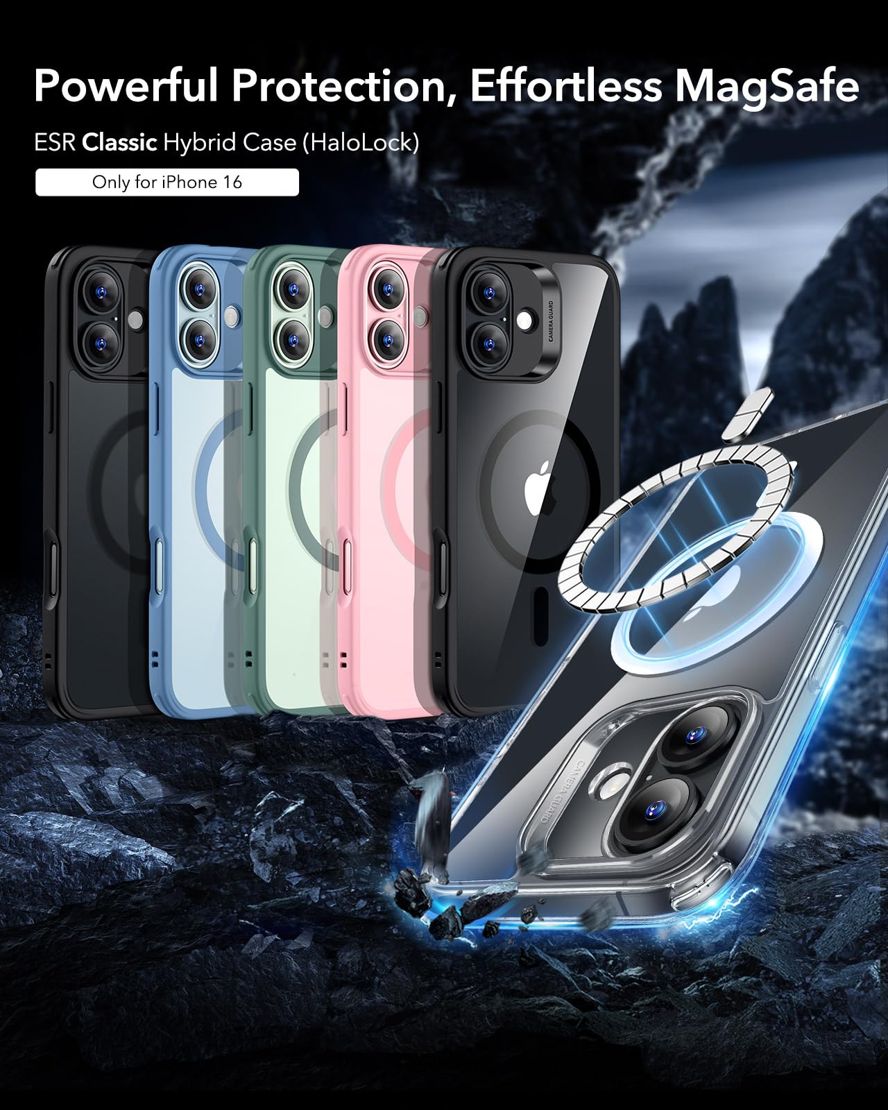 ESR for iPhone 16 Pro Max Case, Compatible with MagSafe, Shockproof Military-Grade Protection, Magnetic Phone Case for iPhone 16 Pro Max, Classic Hybrid Case (HaloLock), Clear