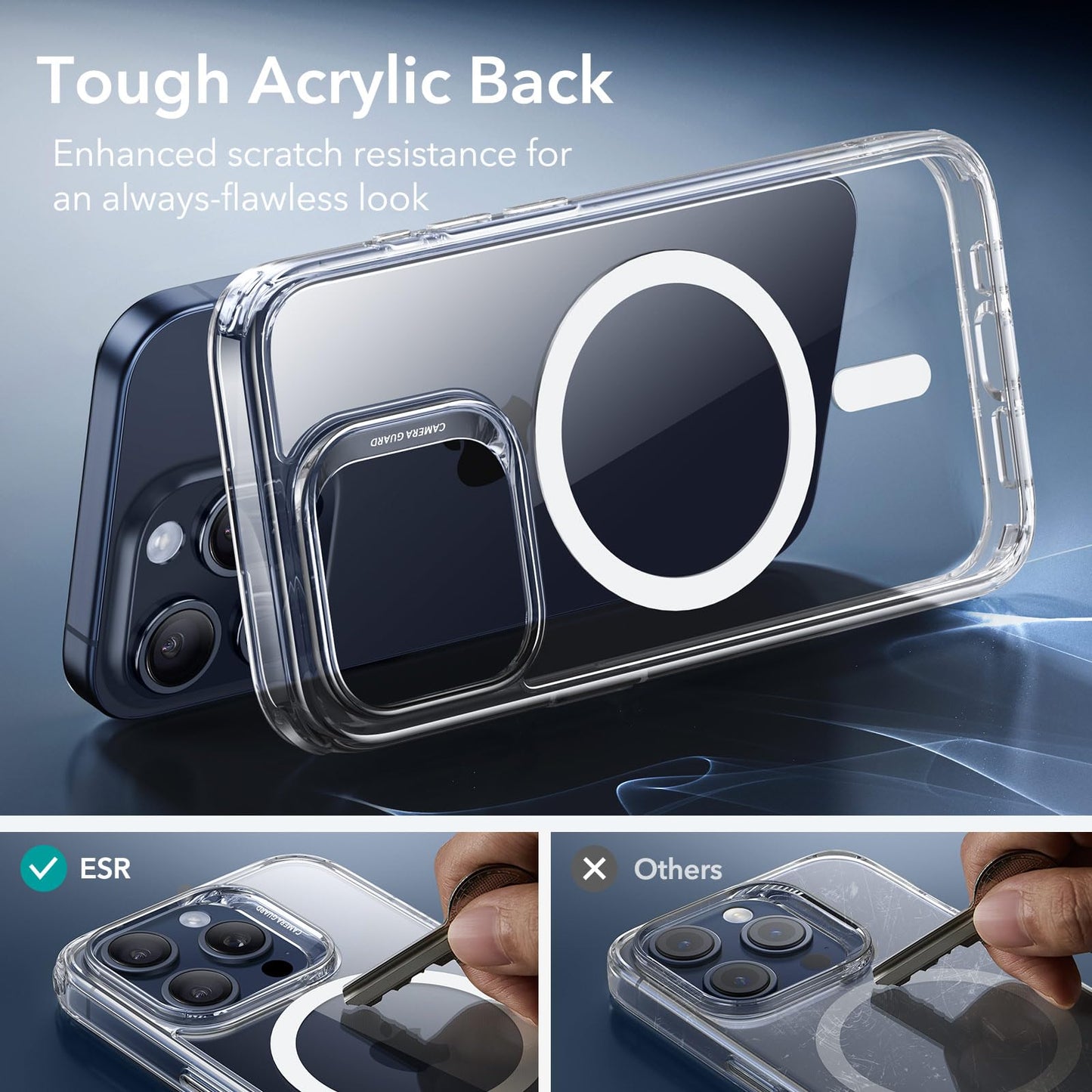 ESR for iPhone 16 Pro Max Case, Compatible with MagSafe, Shockproof Military-Grade Protection, Magnetic Phone Case for iPhone 16 Pro Max, Classic Hybrid Case (HaloLock), Clear