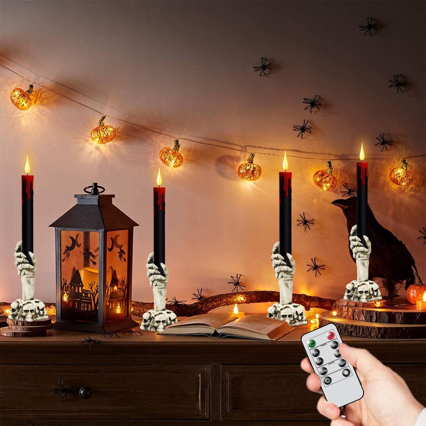 GenSwin Flameless Ivory Taper Candles Flickering with 10-Key Remote, Battery Operated Led Warm 3D Wick Light Window Candles Real Wax Pack of 6, Christmas Home Wedding Decor(0.78 X 9.64 Inch)