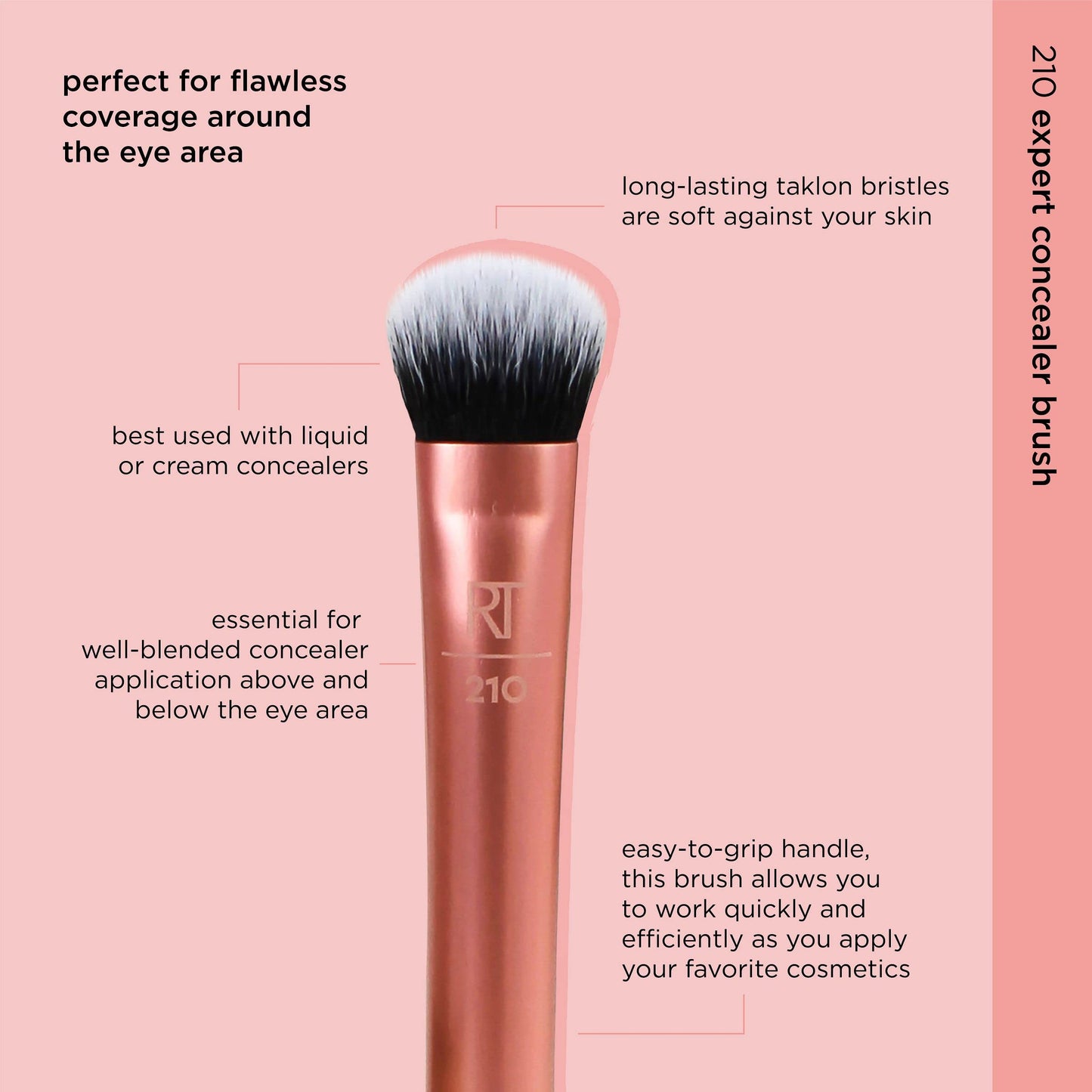 Real Techniques Brightening Concealer Makeup Brush + Eye Cream, Pink