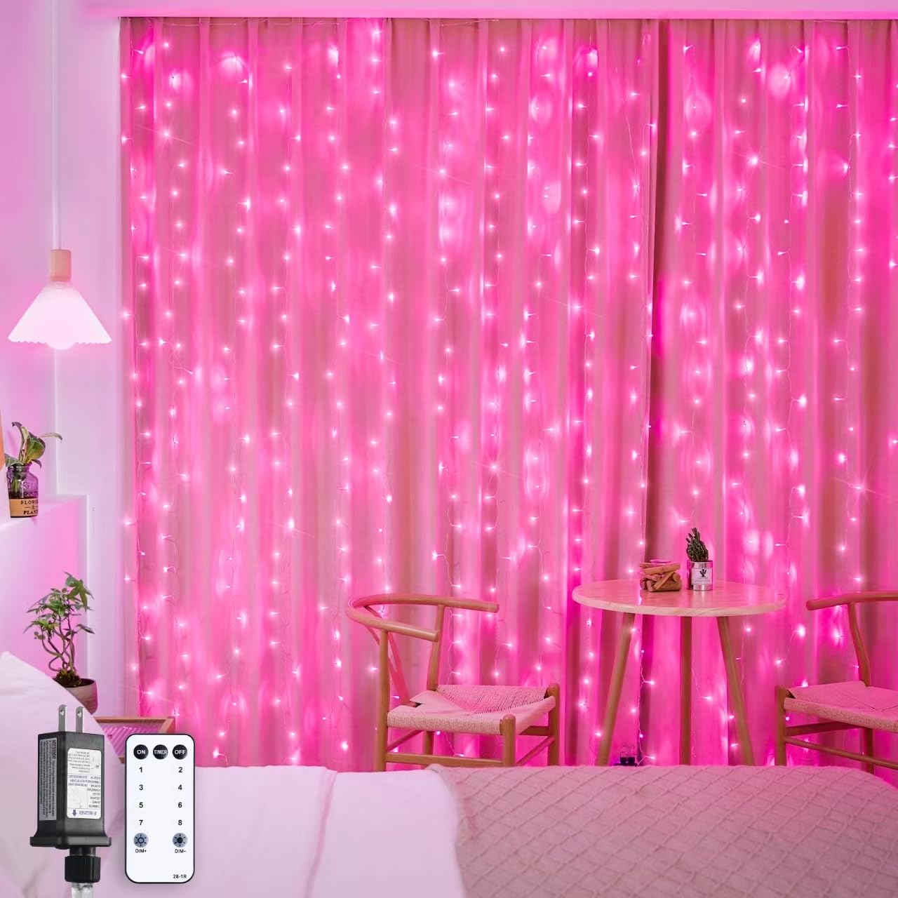 JMEXSUSS 300 LED Remote Control Christmas Curtain Lights, Plug in Fairy Curtain Lights Outdoor, Window Wall Hanging Curtain String Lights for Bedroom Backdrop Wedding Party Indoor Decor, Warm White