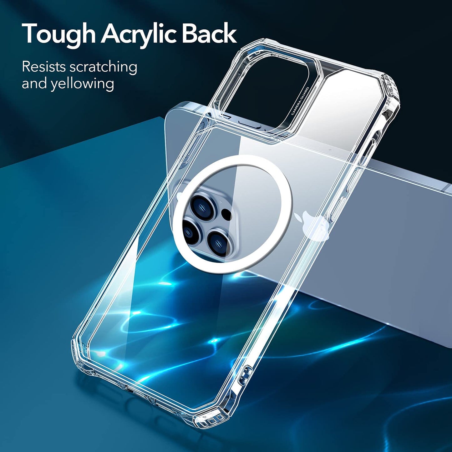 ESR for iPhone 16 Pro Max Case, Compatible with MagSafe, Shockproof Military-Grade Protection, Magnetic Phone Case for iPhone 16 Pro Max, Classic Hybrid Case (HaloLock), Clear