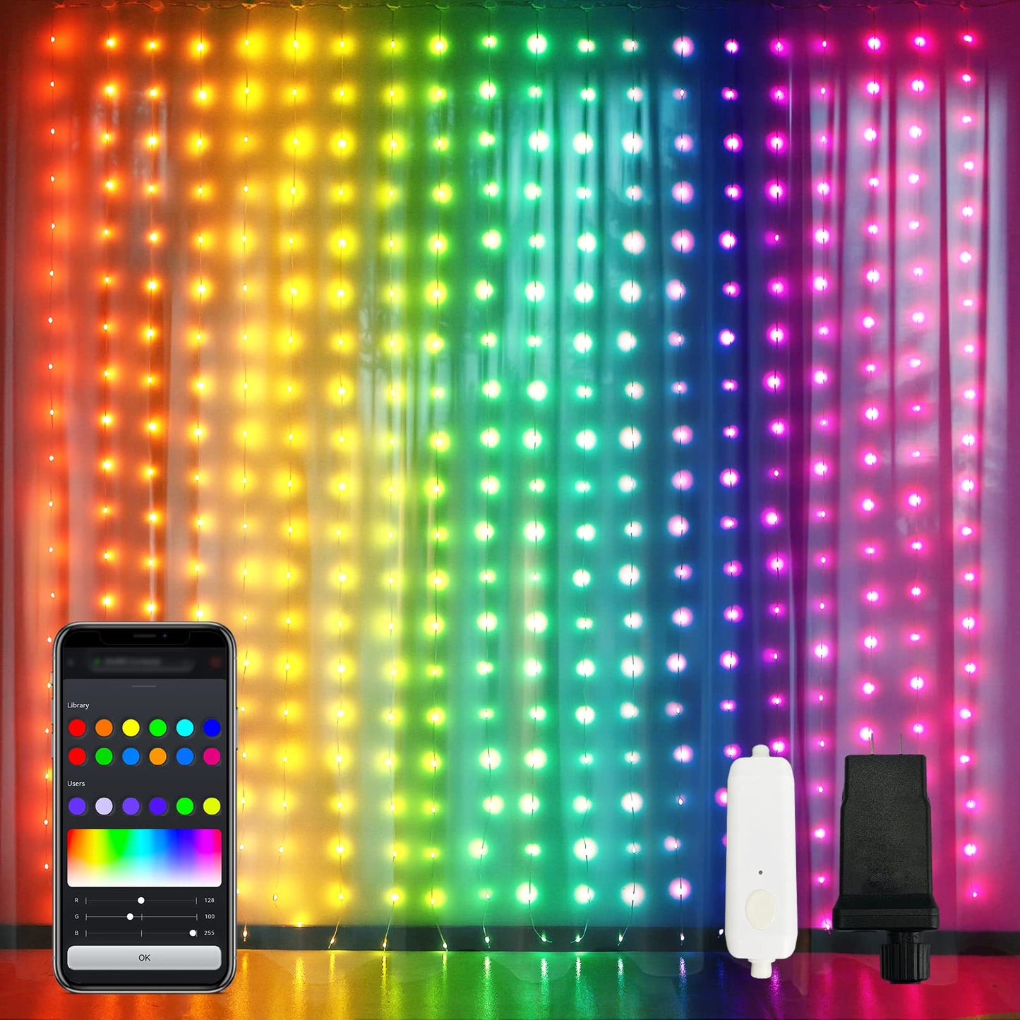 JMEXSUSS 300 LED Remote Control Christmas Curtain Lights, Plug in Fairy Curtain Lights Outdoor, Window Wall Hanging Curtain String Lights for Bedroom Backdrop Wedding Party Indoor Decor, Warm White