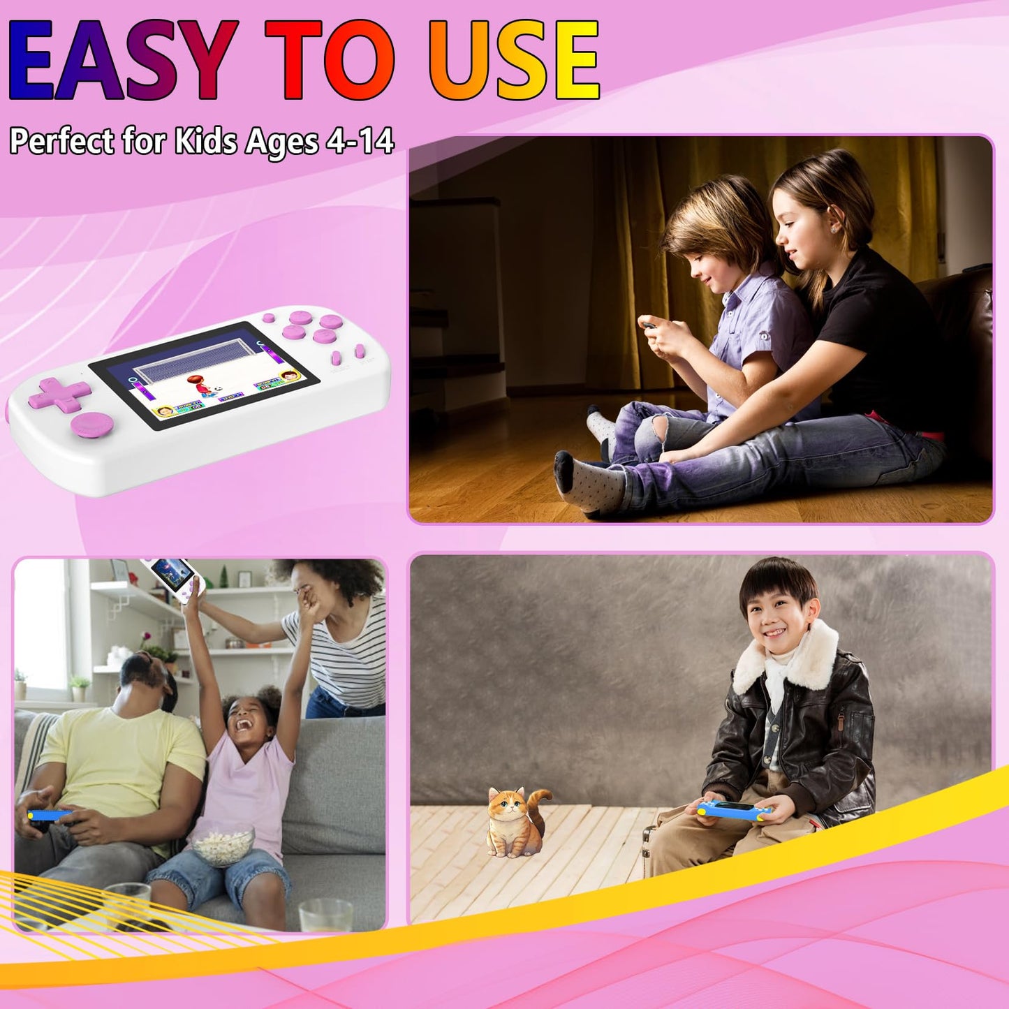 Handheld Game Console for Kids Preloaded 218 Retro Video Games, Portable Gaming Player with Rechargeable Battery 3.0" LCD Screen, Mini Arcade Electronic Toy Gifts for Boys Girls, Blue