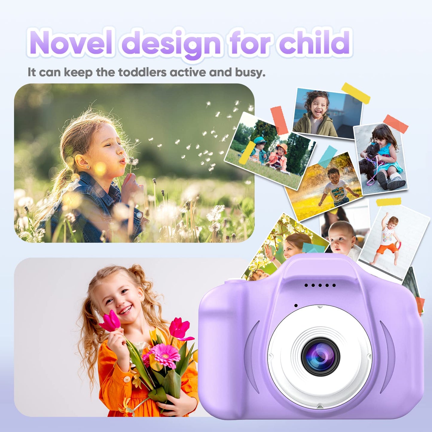 Seckton Upgrade Kids Selfie Camera, Christmas Birthday Gifts for Boys Age 3-9, HD Digital Video Cameras for Toddler, Portable Toy for 3 4 5 6 7 8 Year Old Boy with 32GB SD Card-Navy Blue